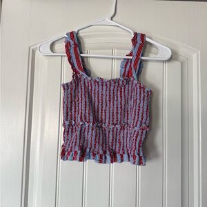 Striped Red and Blue Sleeveless Top